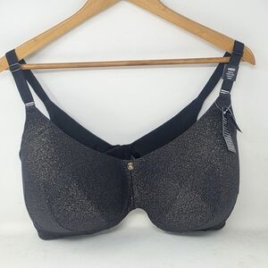 NEW Torrid Dream Wire Free Lightly Lined Black / Gold Speckle Bra Size 48DD